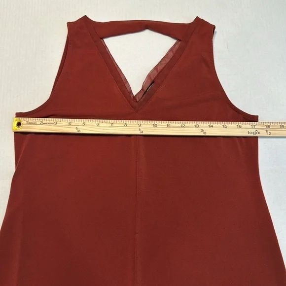 Banana Republic Terracotta Orange Sleeveless V-Neck Midi dress Size M - Picture 6 of 12